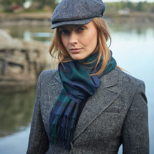 100% Brushed Merino Wool Scarf - Blackwatch Tartan Plaid, 12" x 71", Made in Ireland