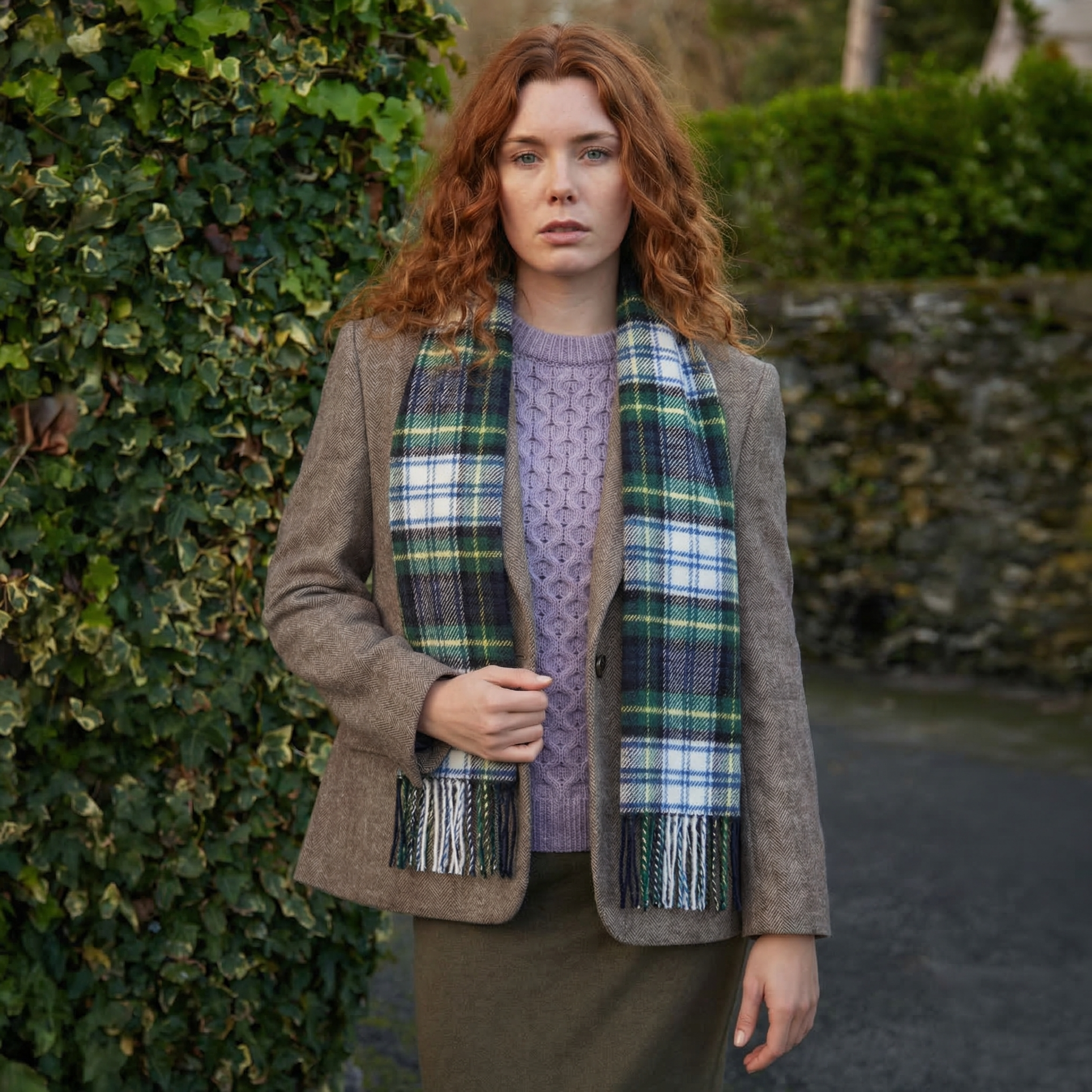 100% Irish Wool Scarf - Dress Gordon Tartan Plaid, 12" x 60", Made in Ireland