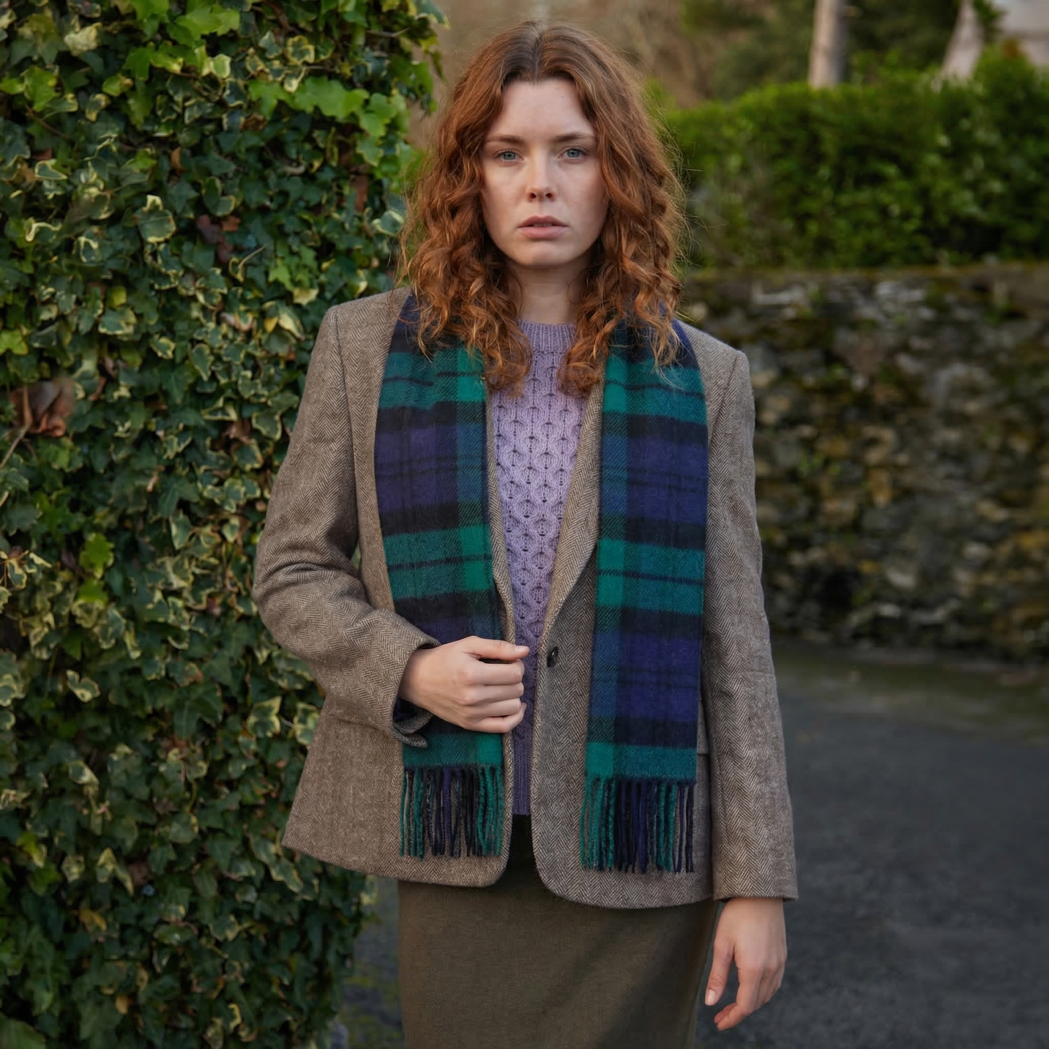 100% Irish Wool Scarf - Blackwatch Tartan Plaid, 12" x 60", Made in Ireland