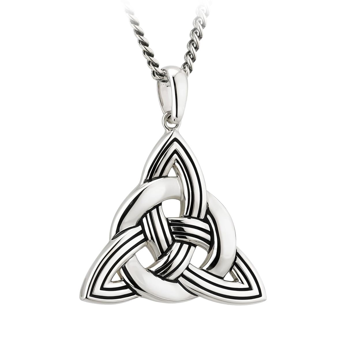Irish Heavy Sterling Silver Celtic Knot Necklace - Oxidized Finish