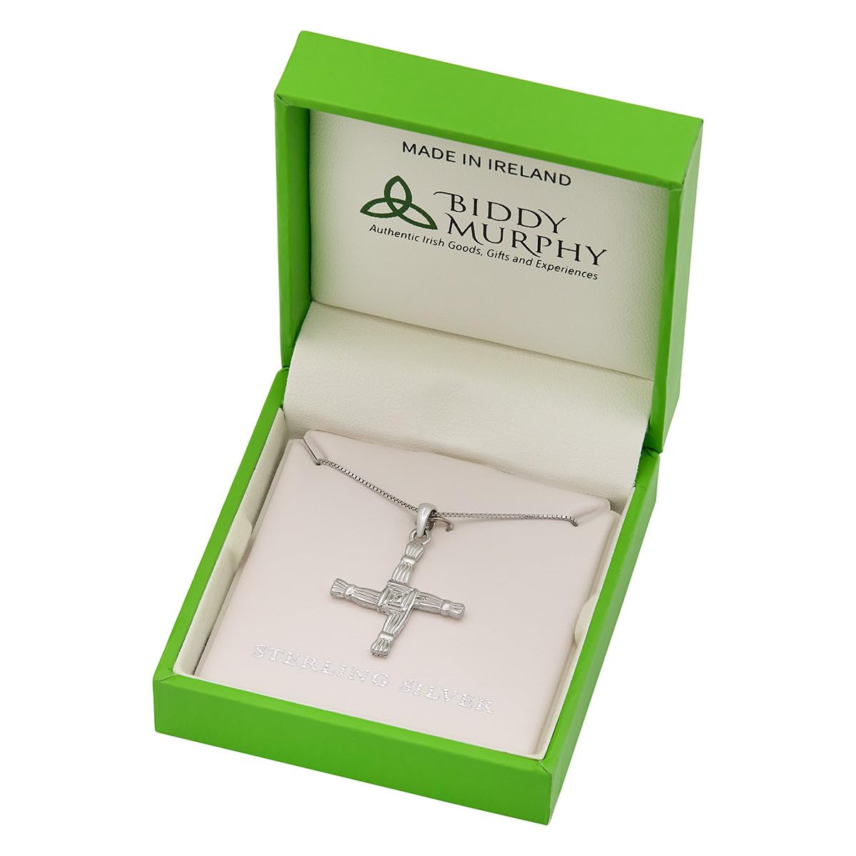 Irish Sterling Silver St. Brigid Cross Necklace (2-Sided Pendant)