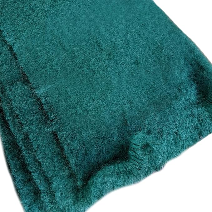 Irish Mohair Throw Blanket - Solid Green, 70% Mohair Wool Blend (54" x 72")