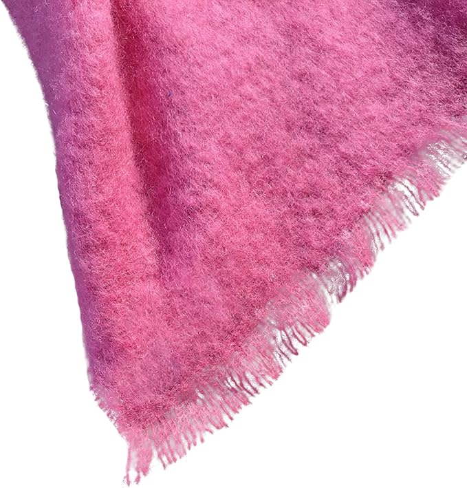 Irish Mohair Throw Blanket - Solid Pink, 70% Mohair Wool Blend (54" x 72")