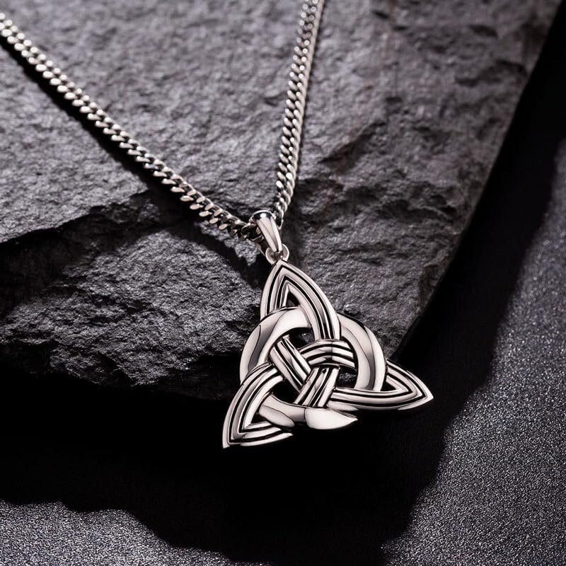 Irish Heavy Sterling Silver Celtic Knot Necklace - Oxidized Finish