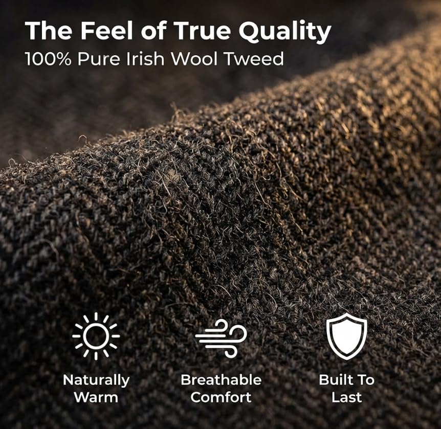 Self-Adjusting Irish Wool Driving Cap – Forest Green Comfort Fit Flat Hat