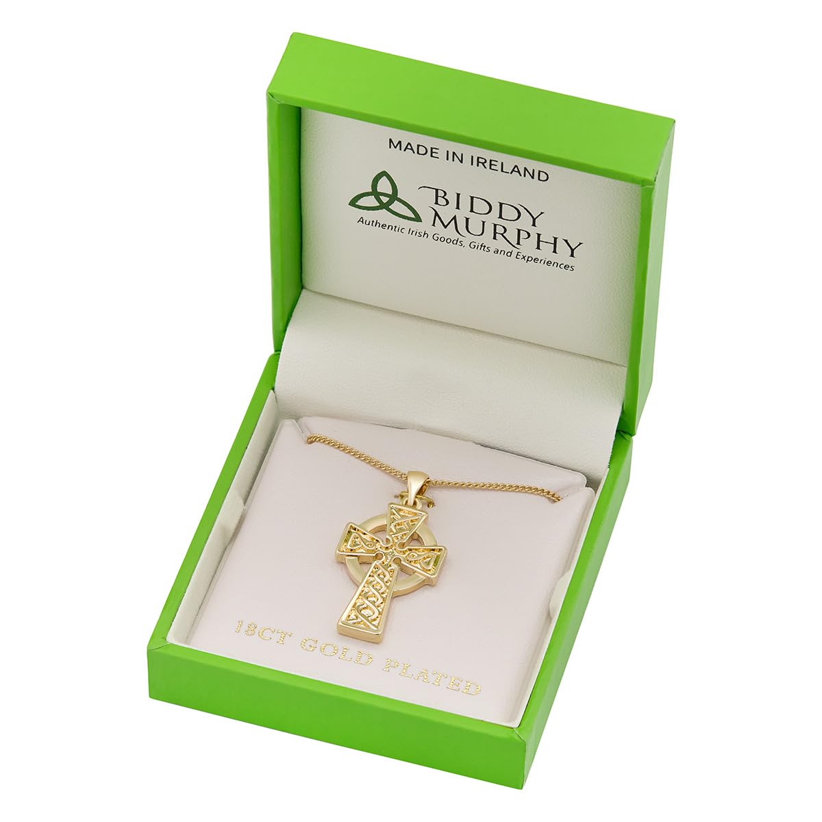 Irish Gold-Plated Engraved Celtic Cross Necklace
