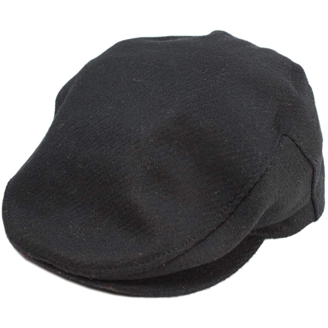 Irish Tweed Flat Cap - Solid Black 100% Wool Vintage Hat