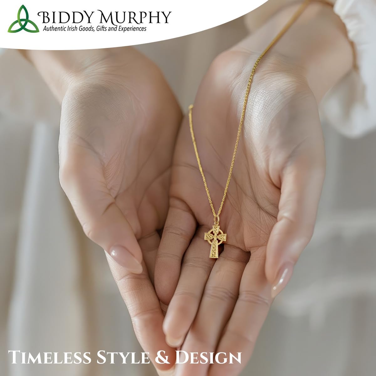 Irish 10K Gold Small Celtic Cross Necklace