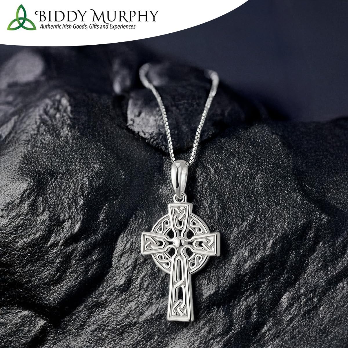 Irish Sterling Silver Small Celtic Cross Necklace for Women