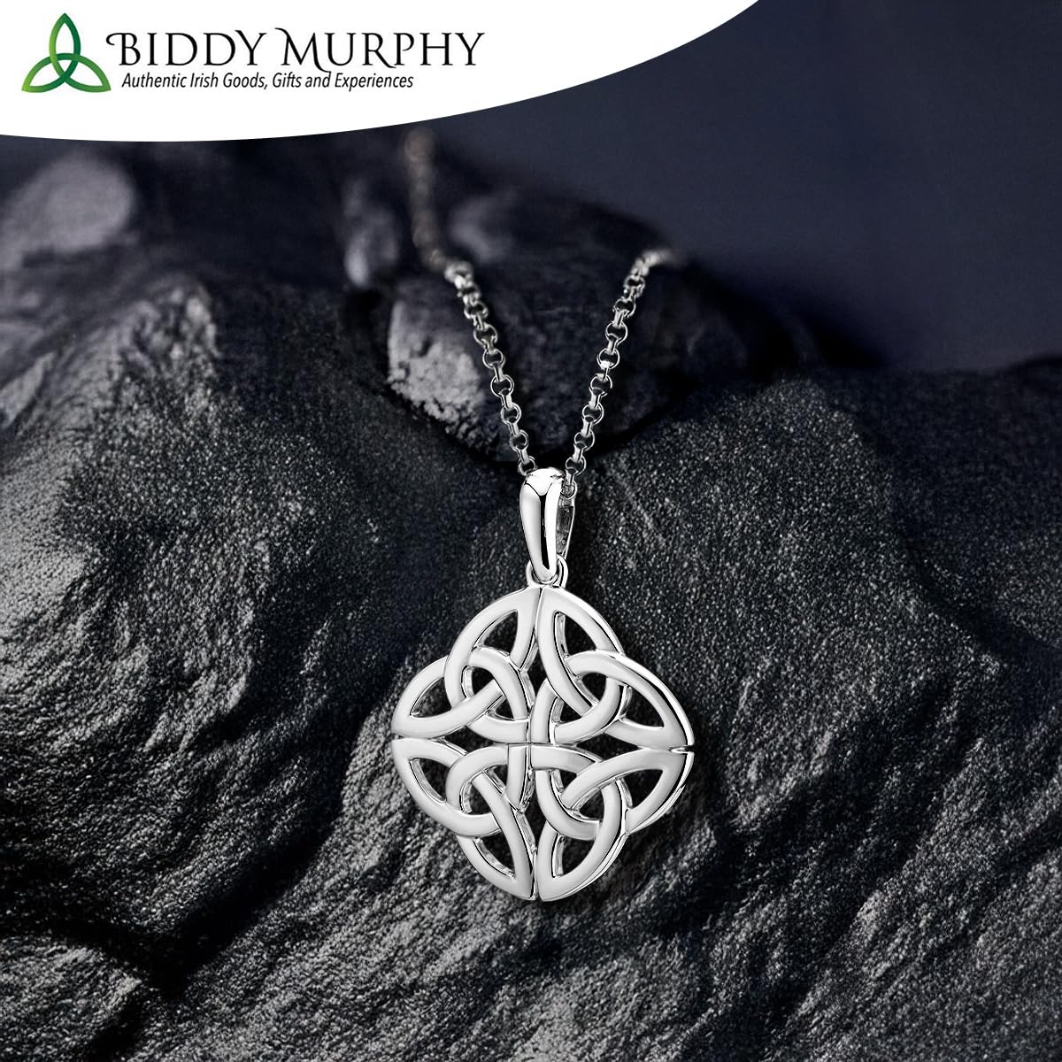 Irish Sterling Silver Celtic Knot Necklace for Women