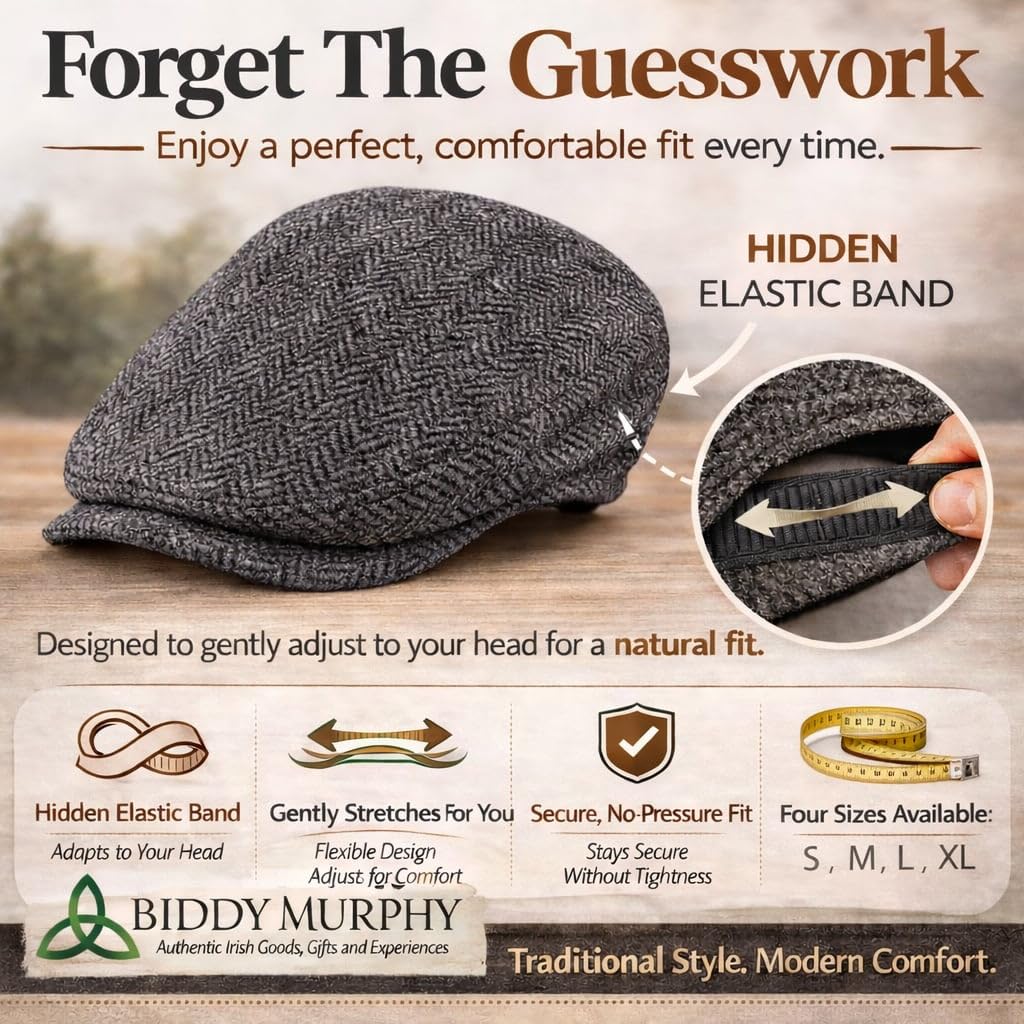 Self-Adjusting Irish Wool Driving Cap – Forest Green Comfort Fit Flat Hat