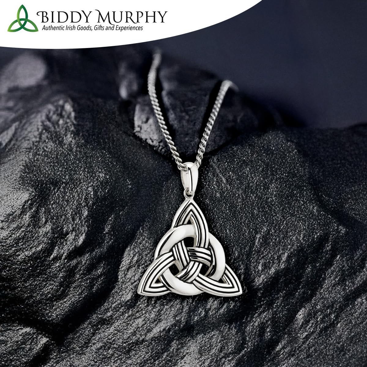 Irish Heavy Sterling Silver Celtic Knot Necklace - Oxidized Finish