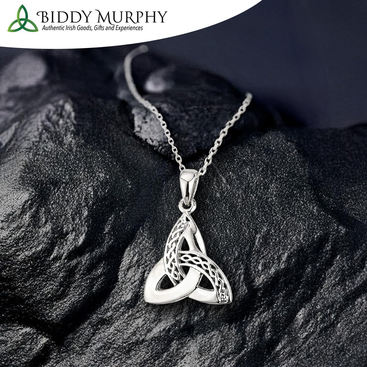 Irish Sterling Silver Trinity Knot Necklace for Women