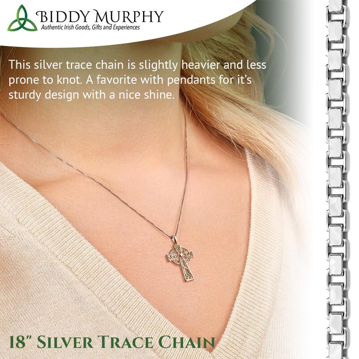 Irish Sterling Silver Small Celtic Cross Necklace for Women