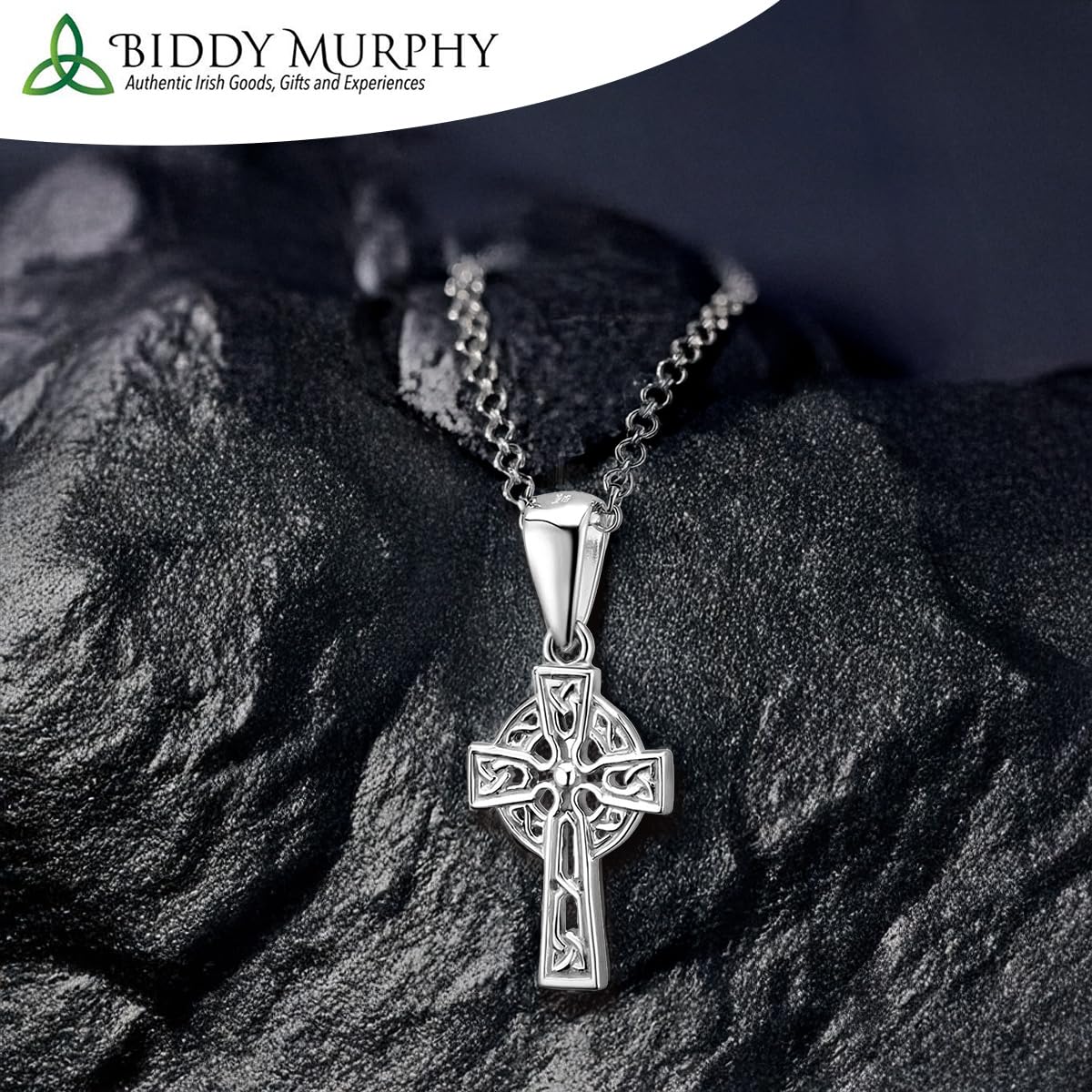 Irish Sterling Silver Irish Filigree Celtic Cross Necklace for Women