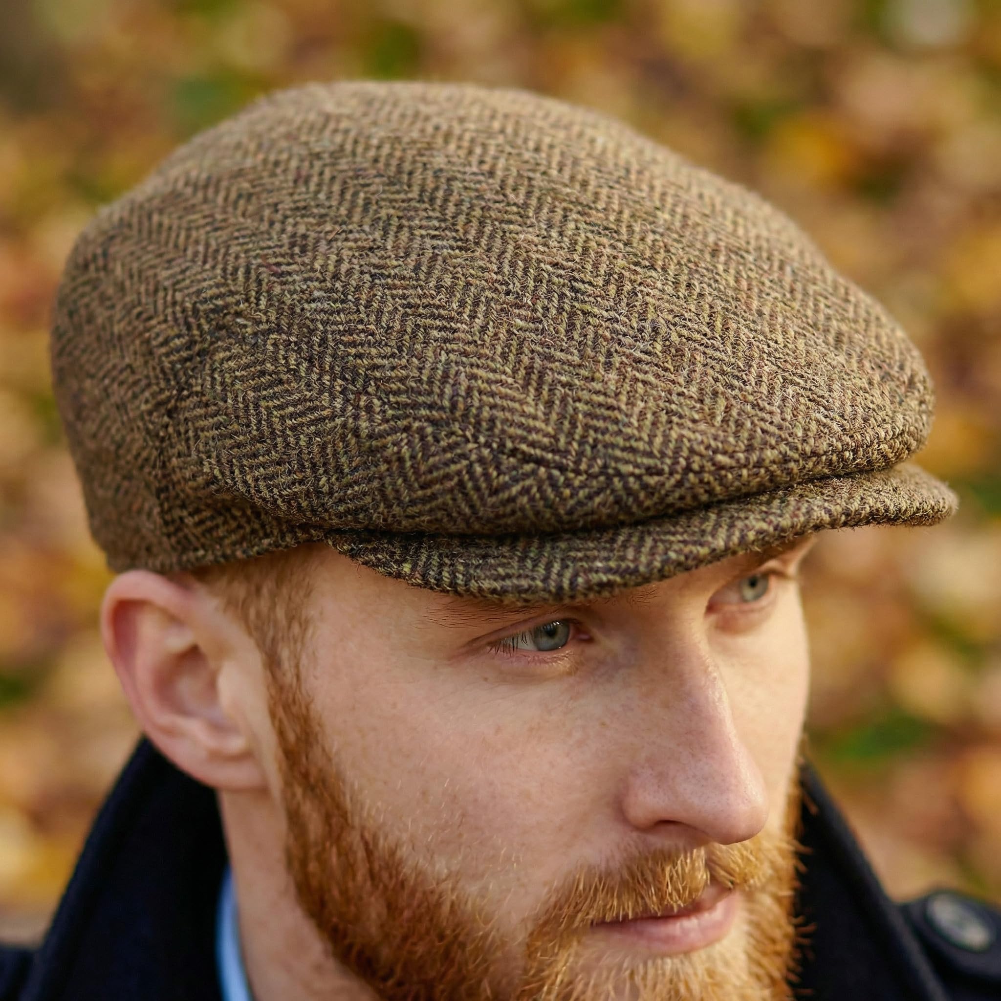 Irish 100% Wool Flat Cap with Tuck Away Ear Flaps - Brown
