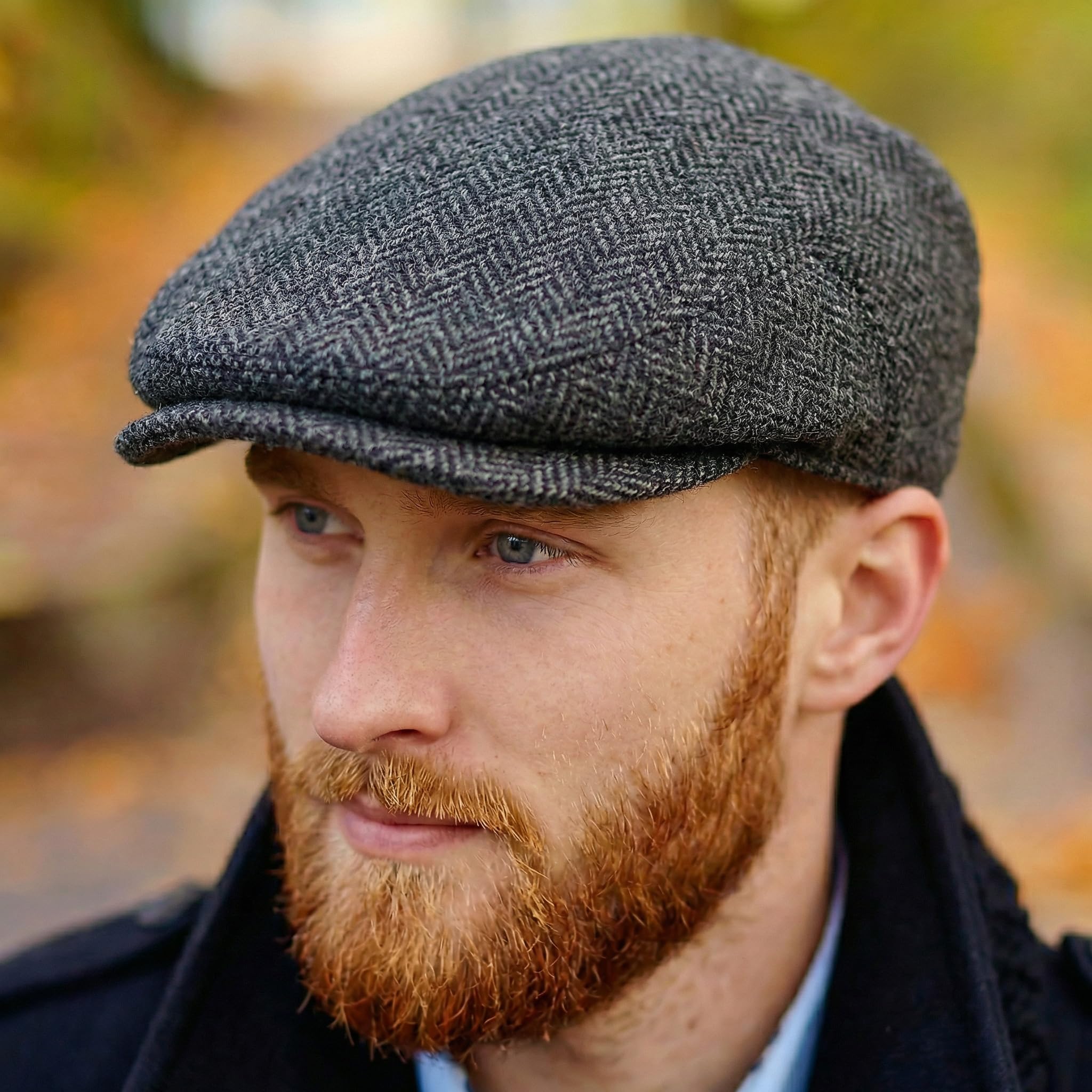 Irish 100% Wool Flat Cap with Tuck Away Ear Flaps - Grey