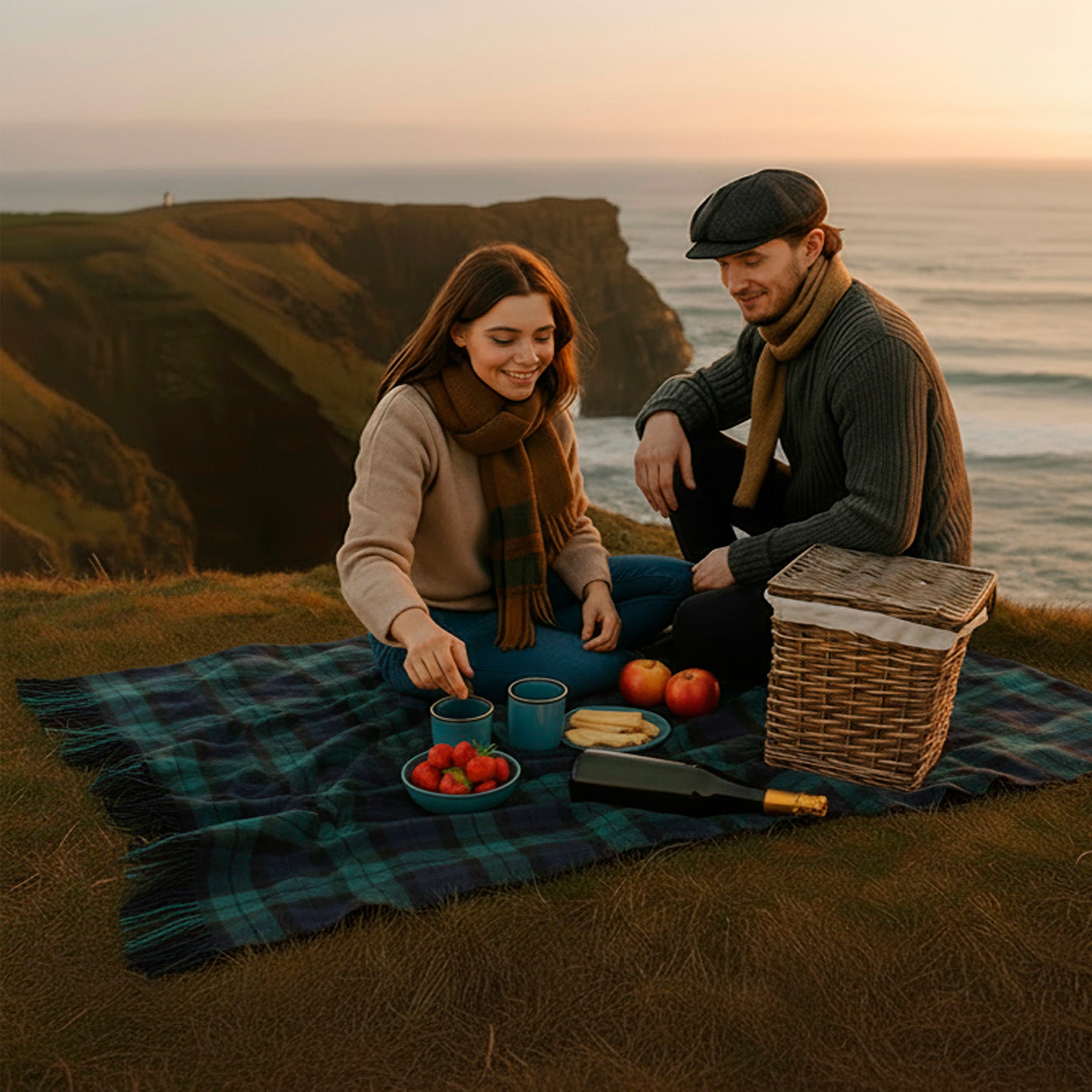 100% Irish Wool Tartan Throw Blanket - Blackwatch Plaid (54" x 71")
