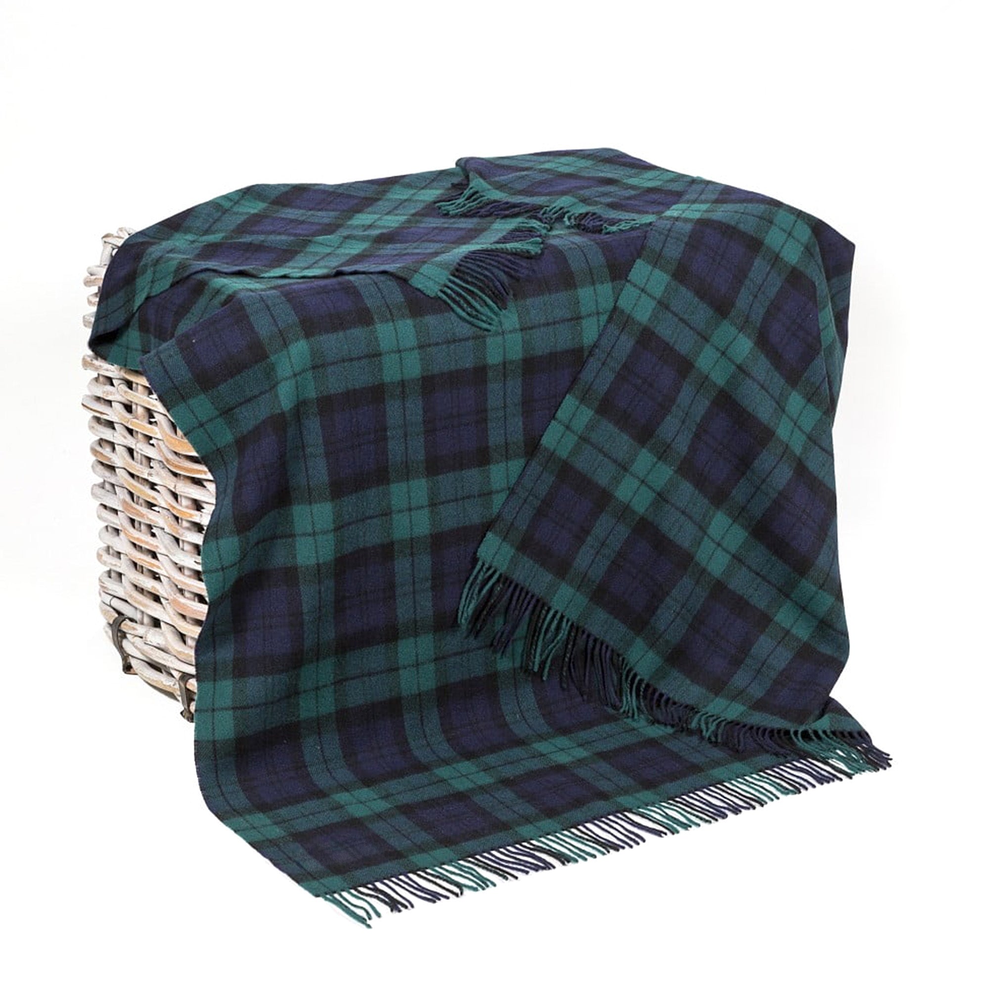 100% Irish Wool Tartan Throw Blanket - Blackwatch Plaid (54" x 71")