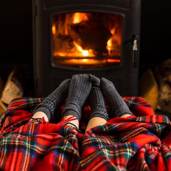 100% Irish Wool Tartan Throw Blanket - Royal Stewart Red Plaid (54" x 71")