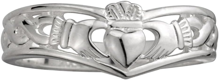 Irish Sterling Silver Wishbone Band Claddagh Ring