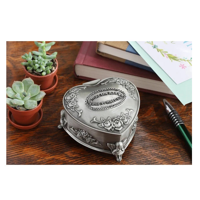 Irish Heart-Shaped Pewter Jewelry Box : Timeless Irish Blessing