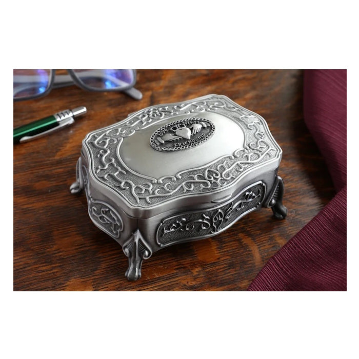 Irish Pewter Claddagh Jewelry Box: Timeless Design