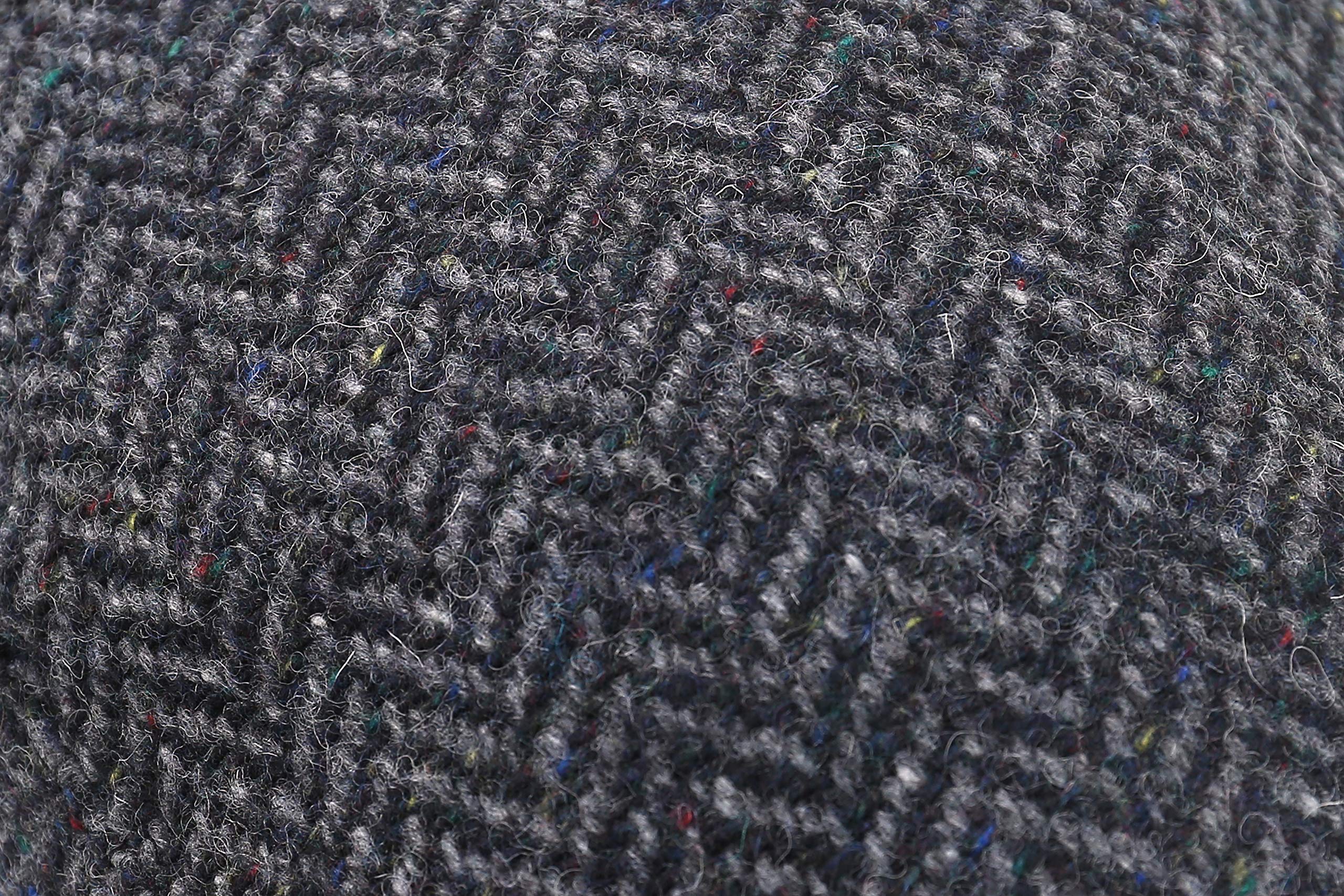 Irish Donegal Tweed Flat Cap - Charcoal Herringbone, 100% Wool Hat With Curved Peak