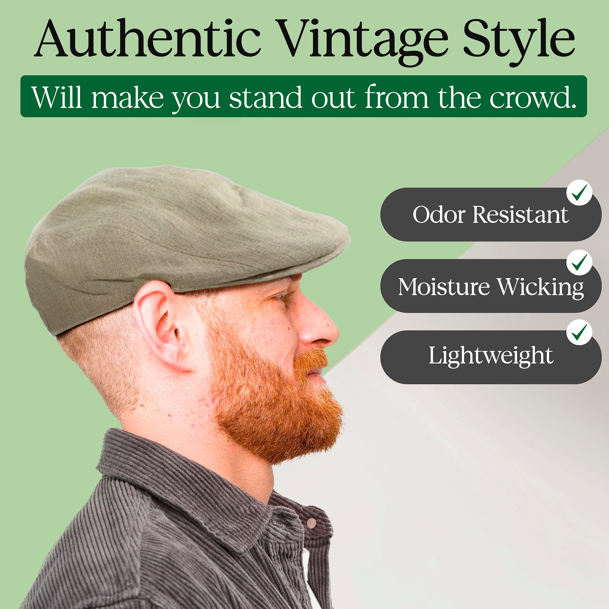 Irish Linen Newsboy Flat Cap - Cream, Slim-Fit Hat