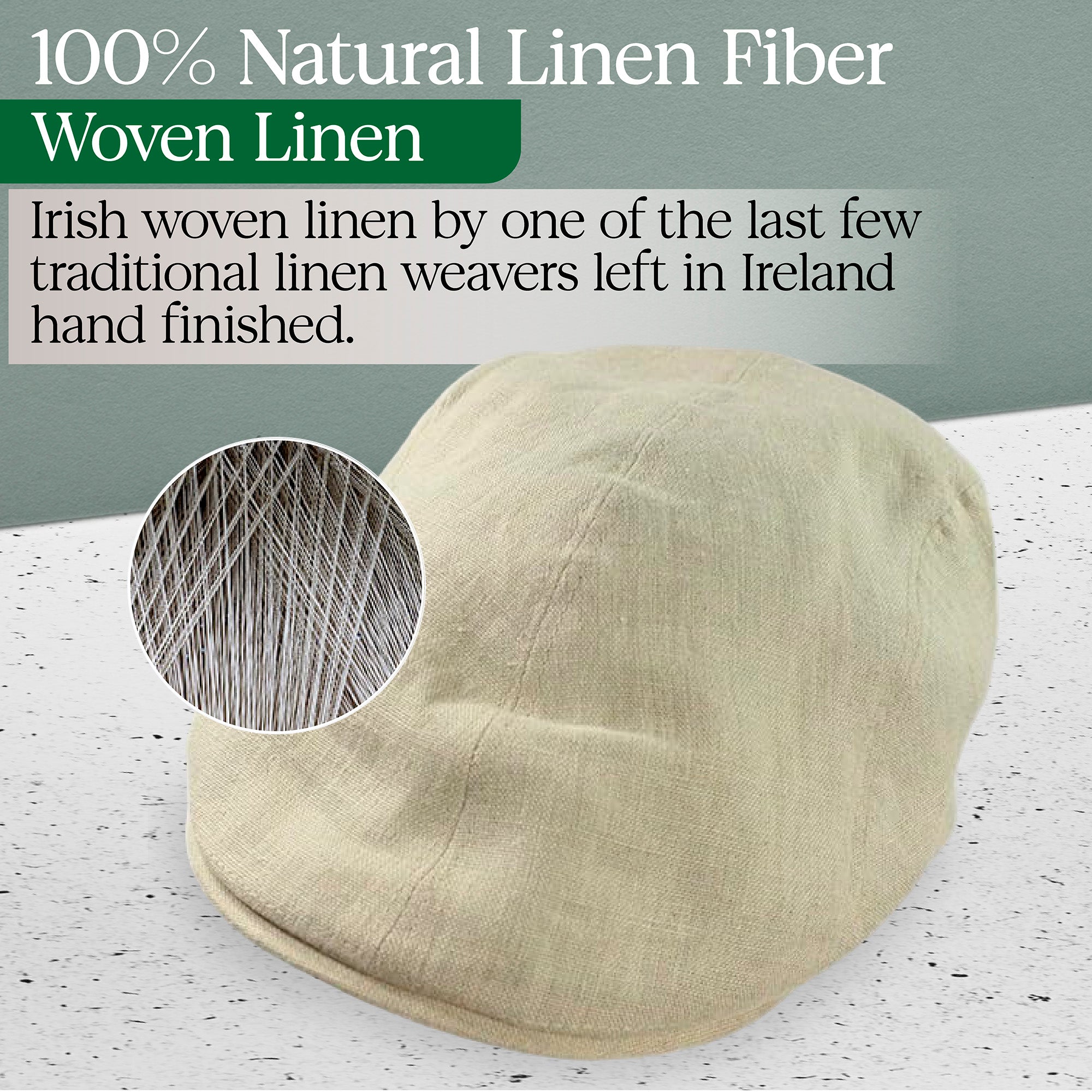 Irish Linen Newsboy Flat Cap - Cream, Slim-Fit Hat