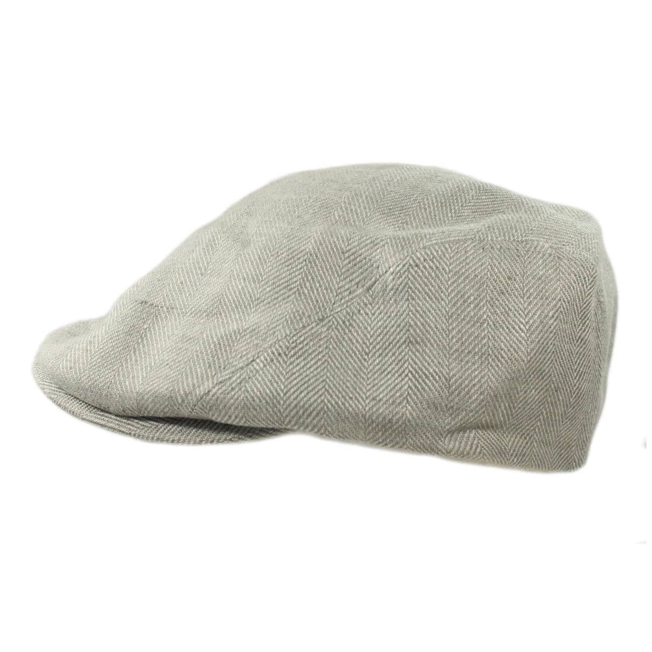 Irish Linen Newsboy Flat Cap - Light Grey, Slim-Fit Hat