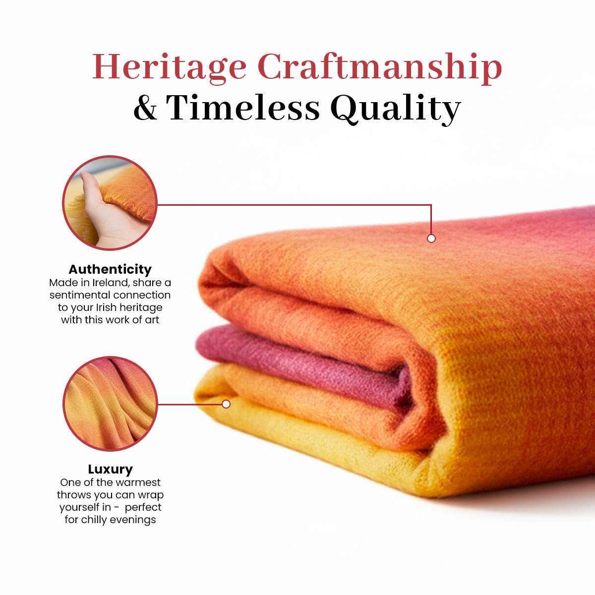 Irish Mohair Throw Blanket - Pink/Yellow/Purple Tartan Plaid, 70% Mohair Wool Blend (54" x 72")