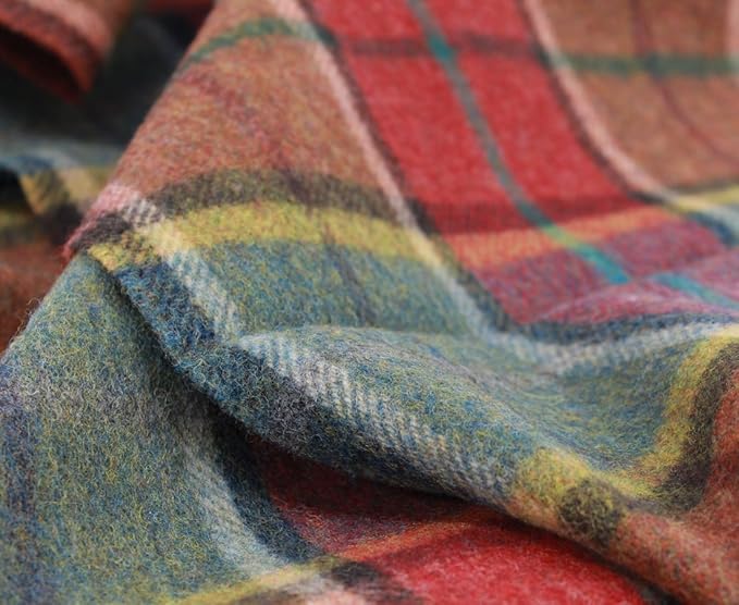 100% Irish Wool Scarf - Autumnal Earth Tone Tartan Plaid, 12" x 60", Made in Ireland