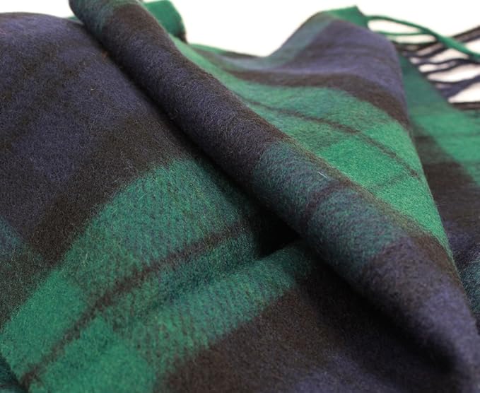 100% Irish Wool Scarf - Blackwatch Tartan Plaid, 12" x 60", Made in Ireland