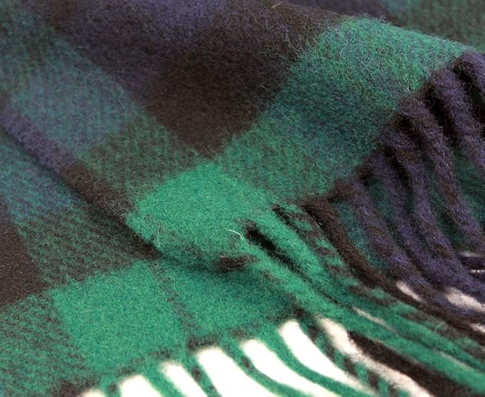 100% Irish Wool Scarf - Blackwatch Tartan Plaid, 12" x 60", Made in Ireland