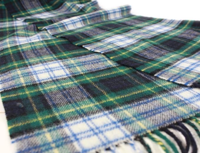 100% Irish Wool Scarf - Dress Gordon Tartan Plaid, 12" x 60", Made in Ireland