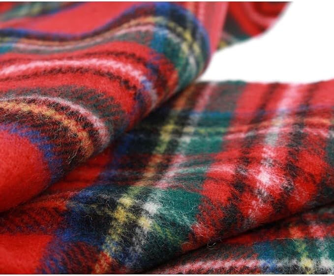 100% Irish Wool Scarf - Red Royal Stewart Tartan Plaid, 12" x 60", Made in Ireland