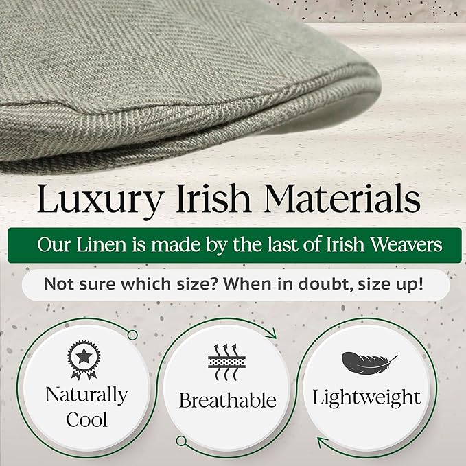Irish Linen Newsboy Flat Cap - Light Grey, Slim-Fit Hat