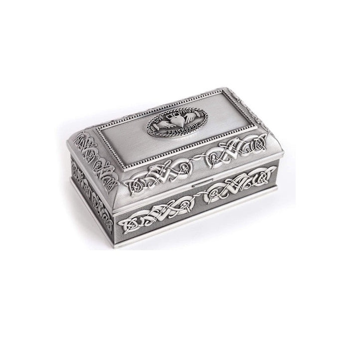 Irish Pewter Claddagh Jewelry Box: Exquisite & Spacious Storage