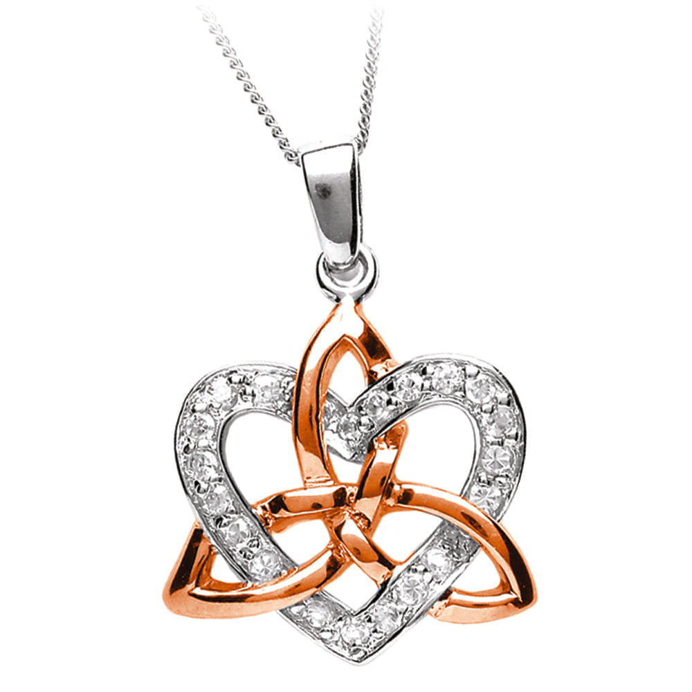Celtic Love Knot Pendant: Rose Gold & Sterling Silver