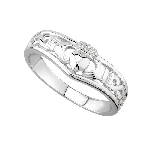 Irish Sterling Silver Wishbone Band Claddagh Ring