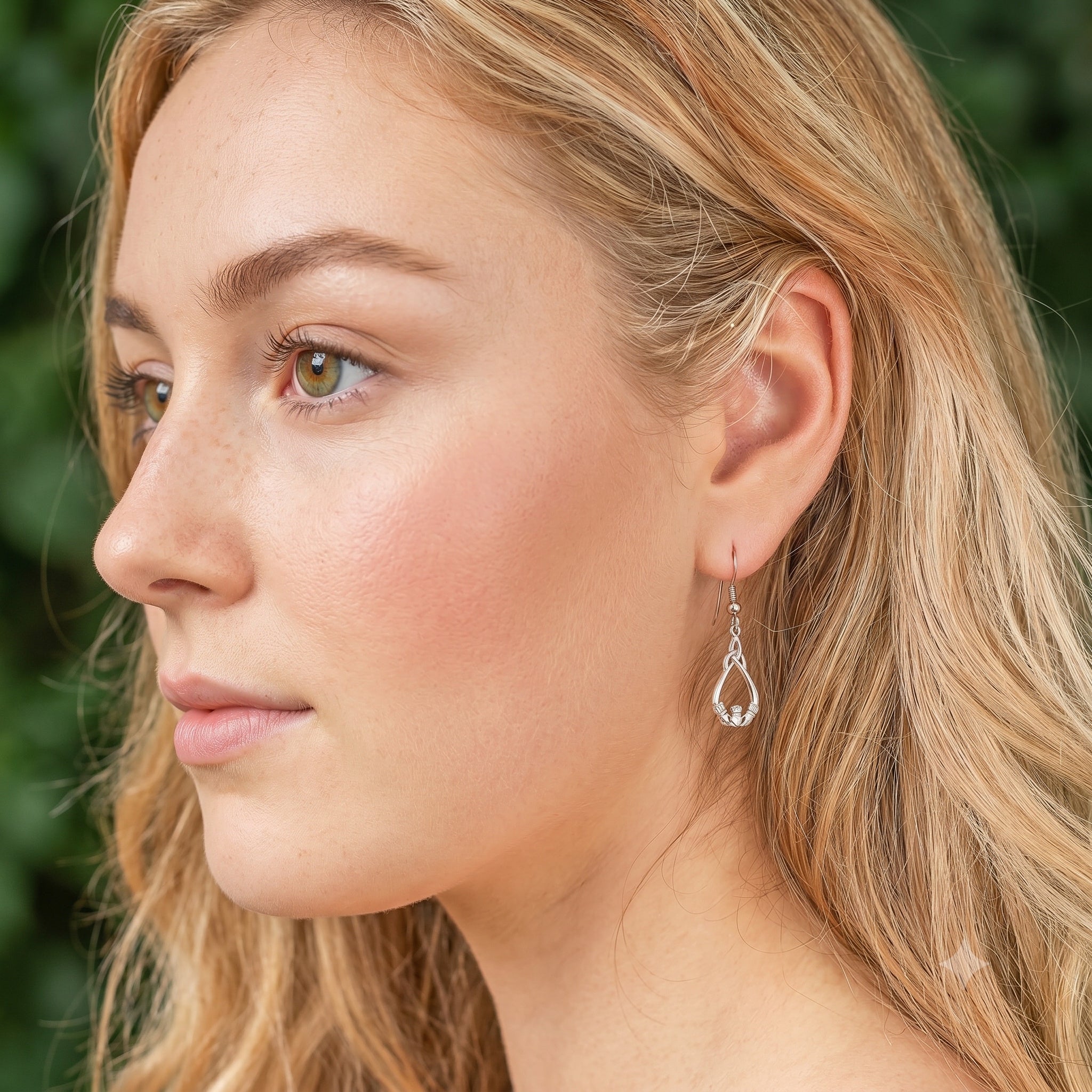 Irish Sterling Silver Claddagh Trinity Knot Earrings