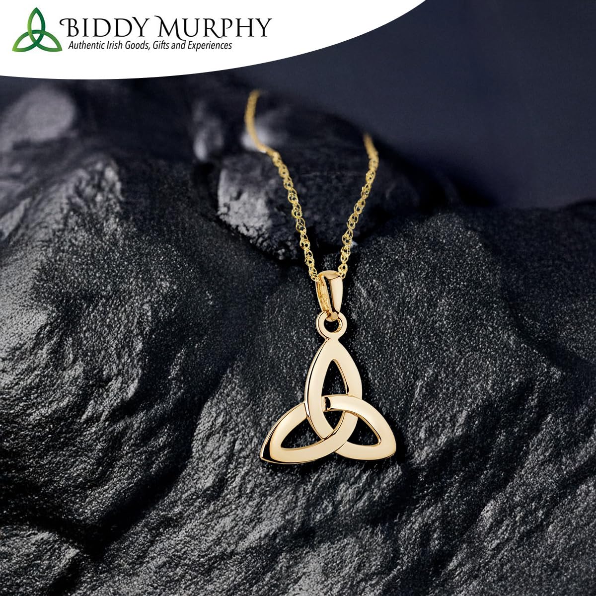 Irish 10K Gold Trinity Knot Necklace with 18" Singapore Chain