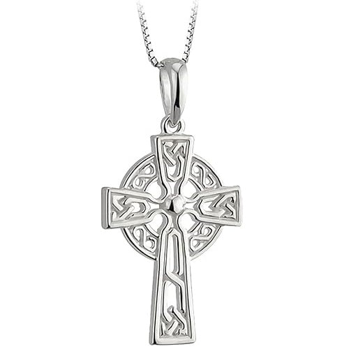 Irish Sterling Silver Small Celtic Cross Necklace for Women