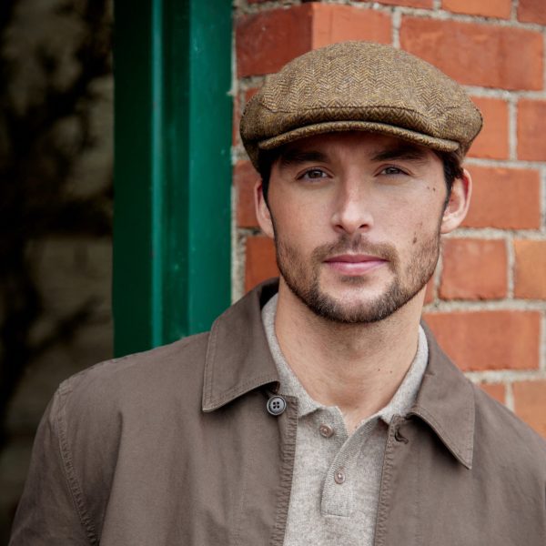 Irish Tweed Flat Cap - Green Brown Donegal Fleck 100% Wool Vintage Hat
