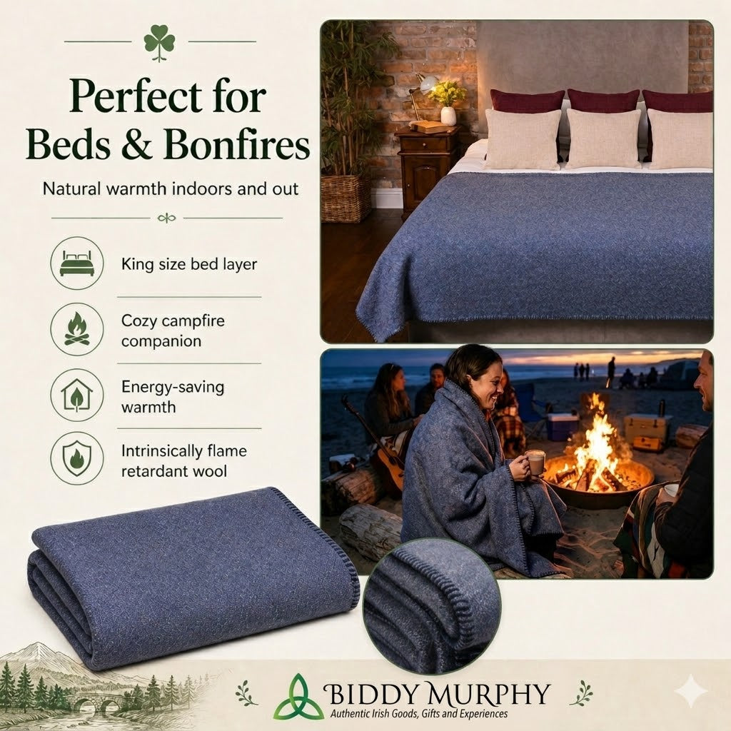 100% Irish Wool Blanket (Blackberry, Queen/King Size 108" x 90")