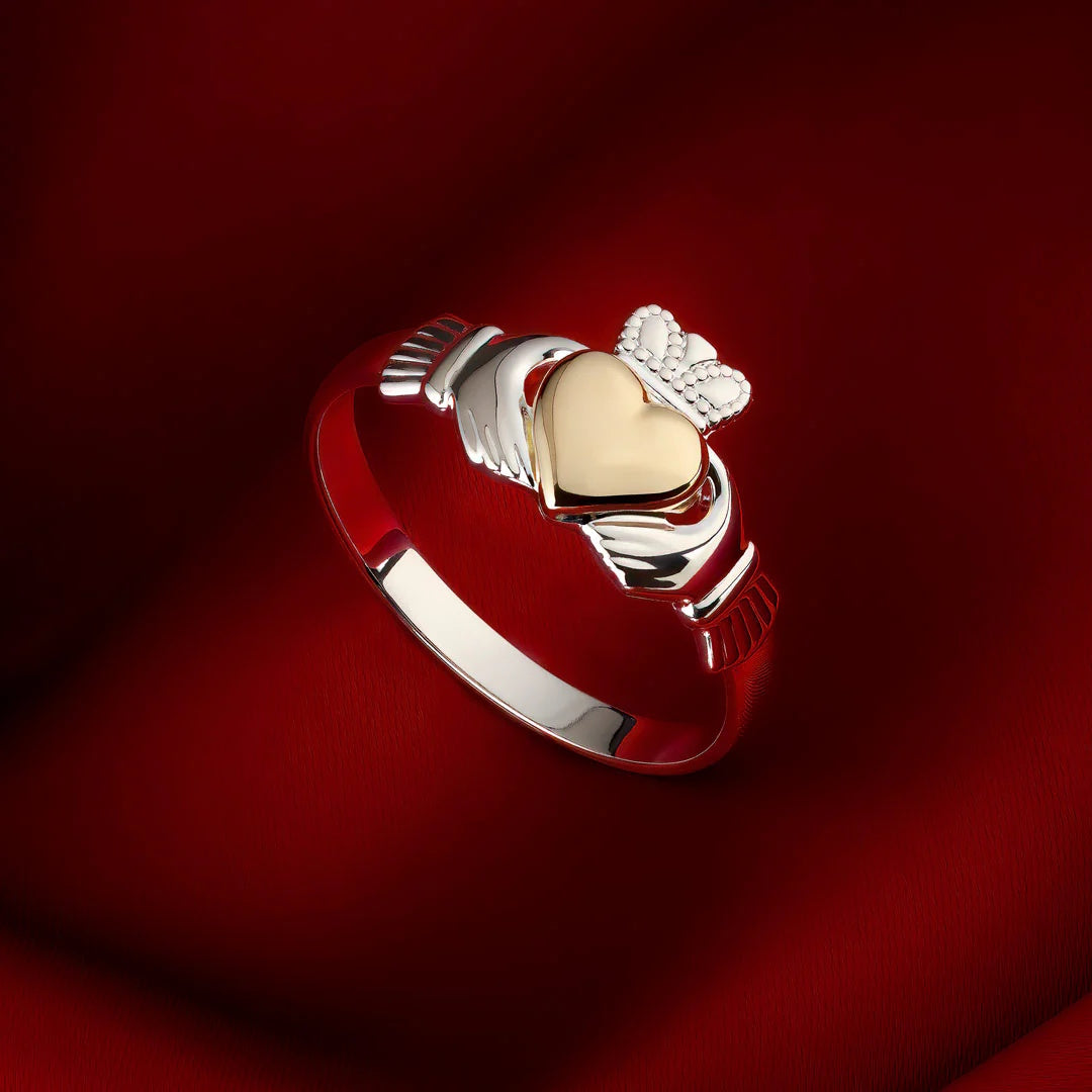 Irish Sterling Silver & 10K Gold Claddagh Ring for Women
