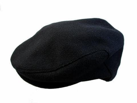 Irish Tweed Flat Cap - Solid Black 100% Wool Vintage Hat