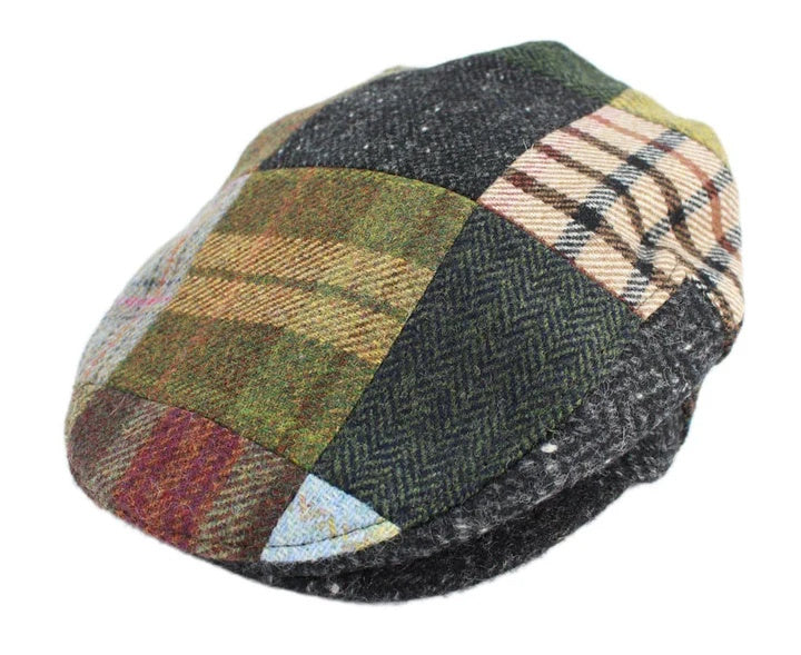 Irish Patchwork Flat Cap - Exclusive 100% Irish Wool Tweed - No Two Alike