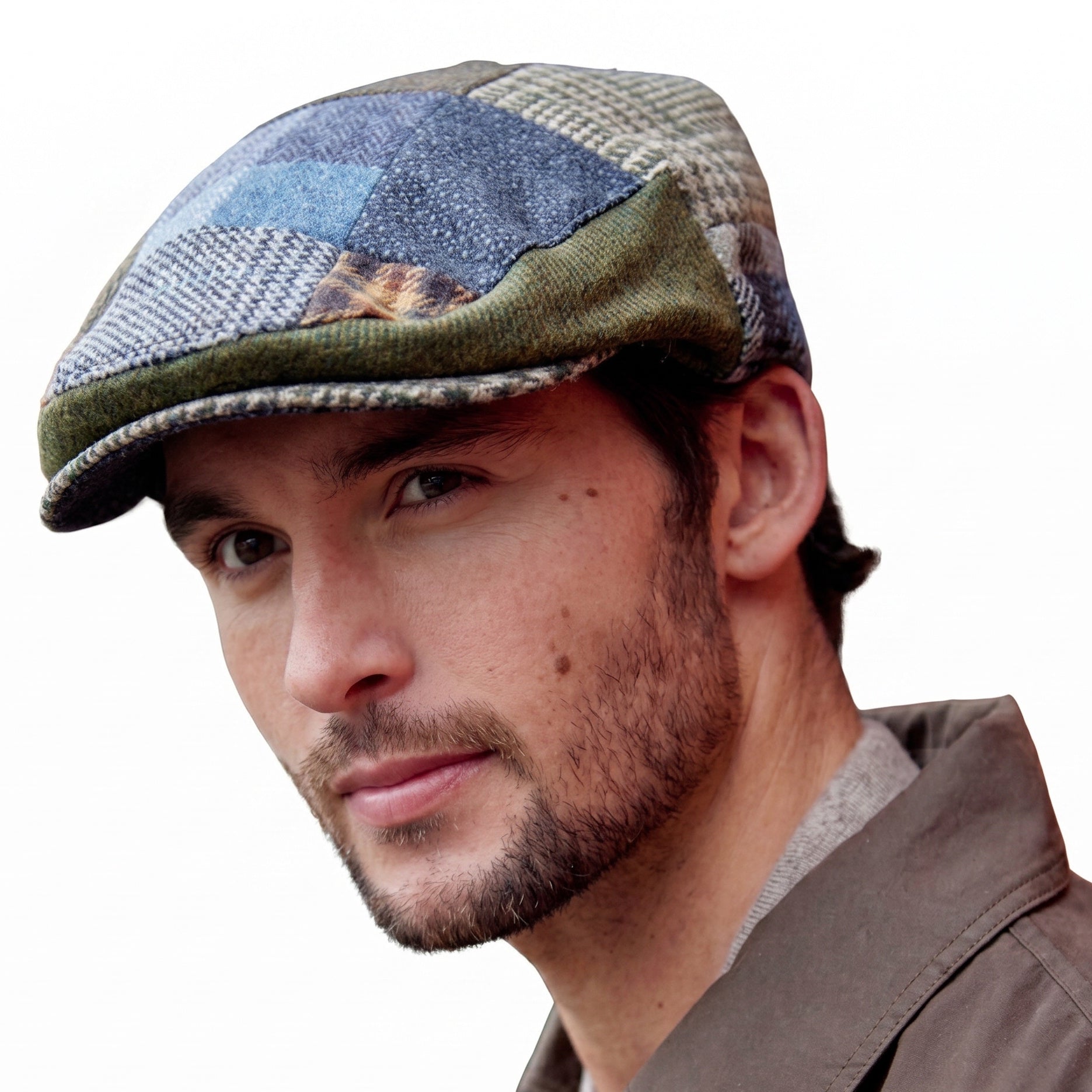 Irish Patchwork Flat Cap - Exclusive 100% Irish Wool Tweed - No Two Alike